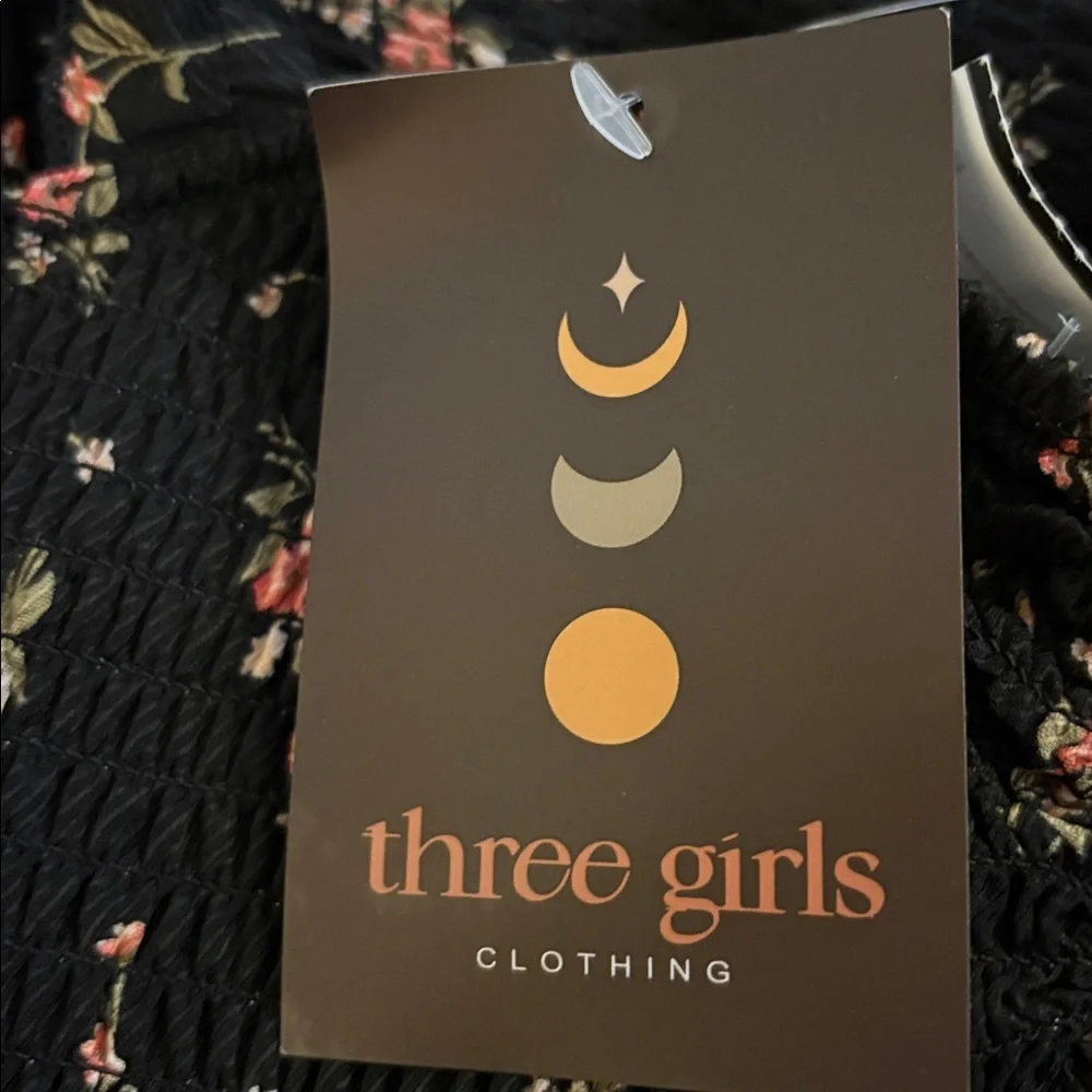 Three Girls Clothing Floral Black Jumpsuit with Ruffle Straps